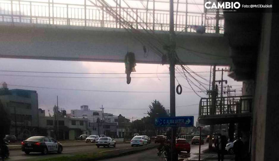 Terrorífico hallazgo Cuelgan restos humanos de puente peatonal en Toluca